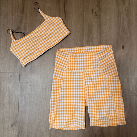 ALLFENIX Pants - NWOT Allfenix gingham plaid workout set